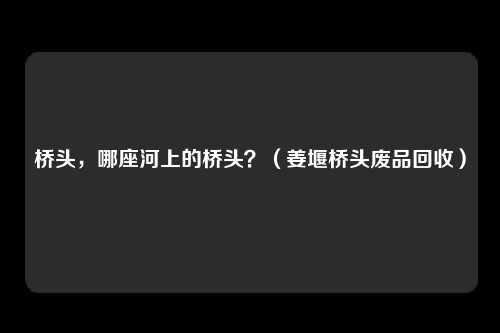 桥头,哪座河上的桥头?(姜堰桥头废品回收)