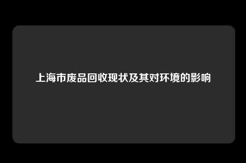 上海市废品回收现状及其对环境的影响