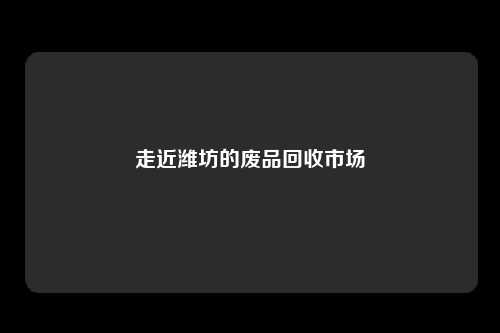走近潍坊的废品回收市场